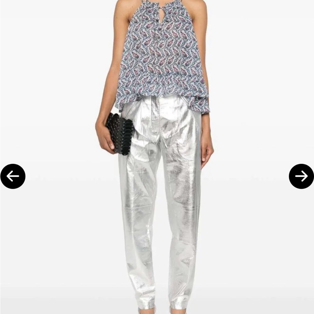 SOLD OUT!!  1k Brand New Never Worn Lamb Leather IRO Metallic Silver Trousers